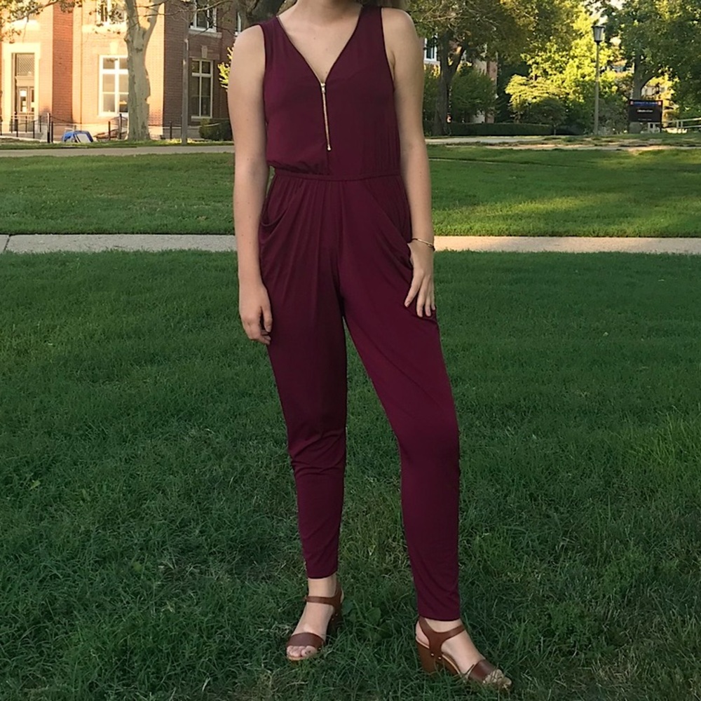 Ambiance Maroon Jumpsuit